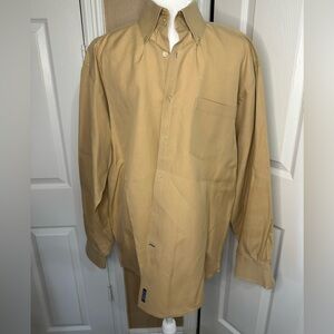 Tommy Hilfiger men’s 2 ply fabric long sleeve tan button up dress shirt size L